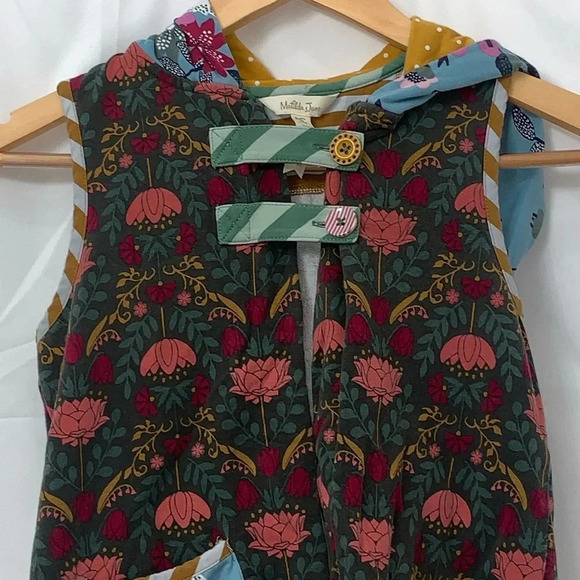 Girls Matilda Jane Hooded Vest Size 10 Floral & Polka Dots EUC - Picture 2 of 7